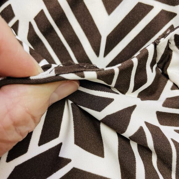 Vtg INC International Concepts Asymmetric Dress Womens XL Brown Aztec Babydoll - Picture 8 of 8